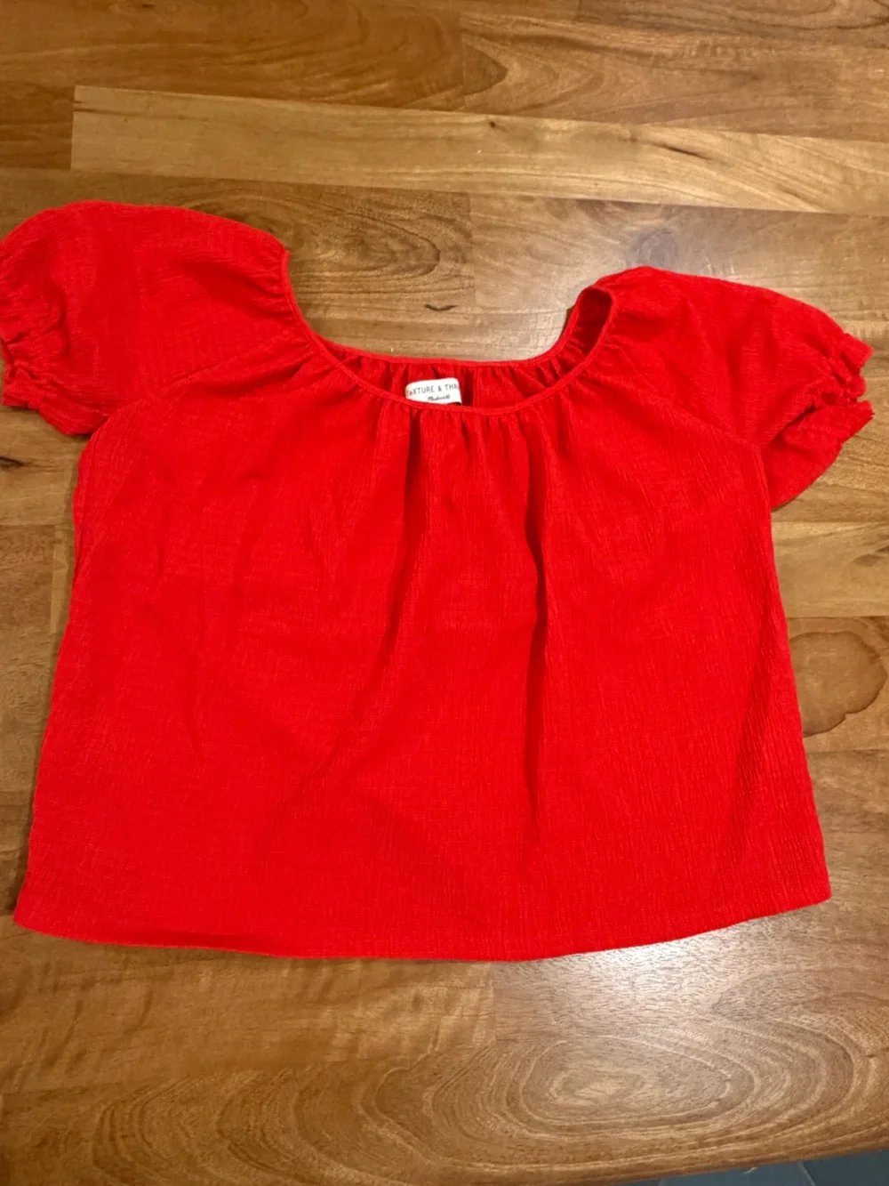 Texture & Thread by Madewell Red Puff Sleeve Peasant Top Size Small